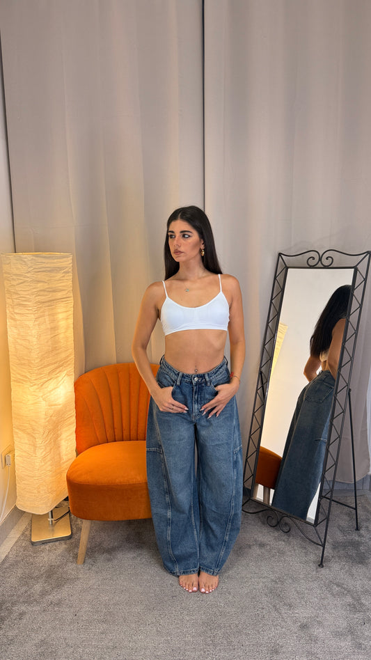 Jeans barrel vita media - vista frontale