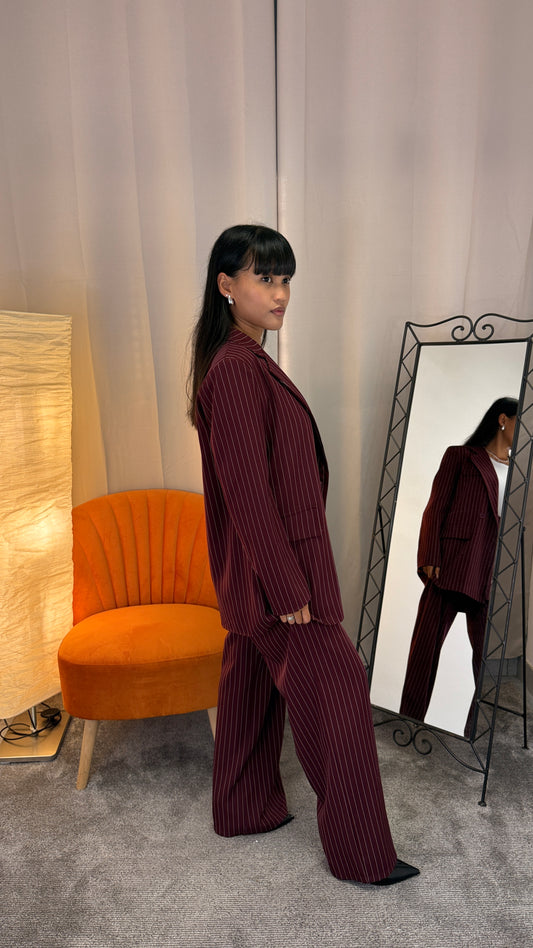 Completo gessato bordeaux - giacca e pantalone