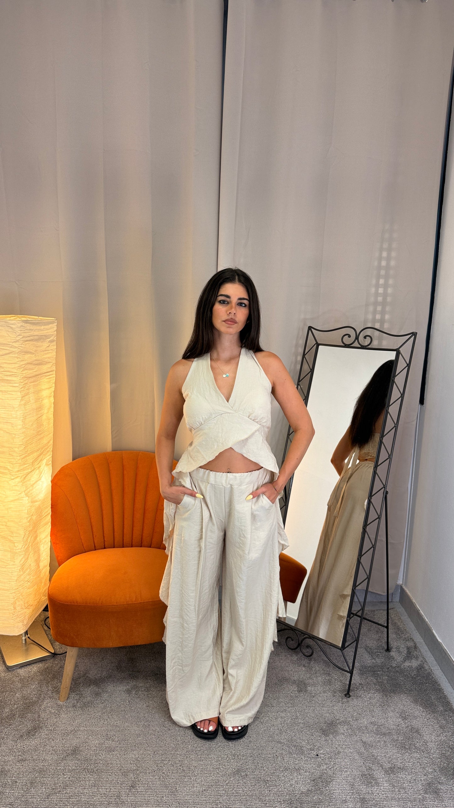 Coordinato Sabbia — Top e Pantalone Palazzo